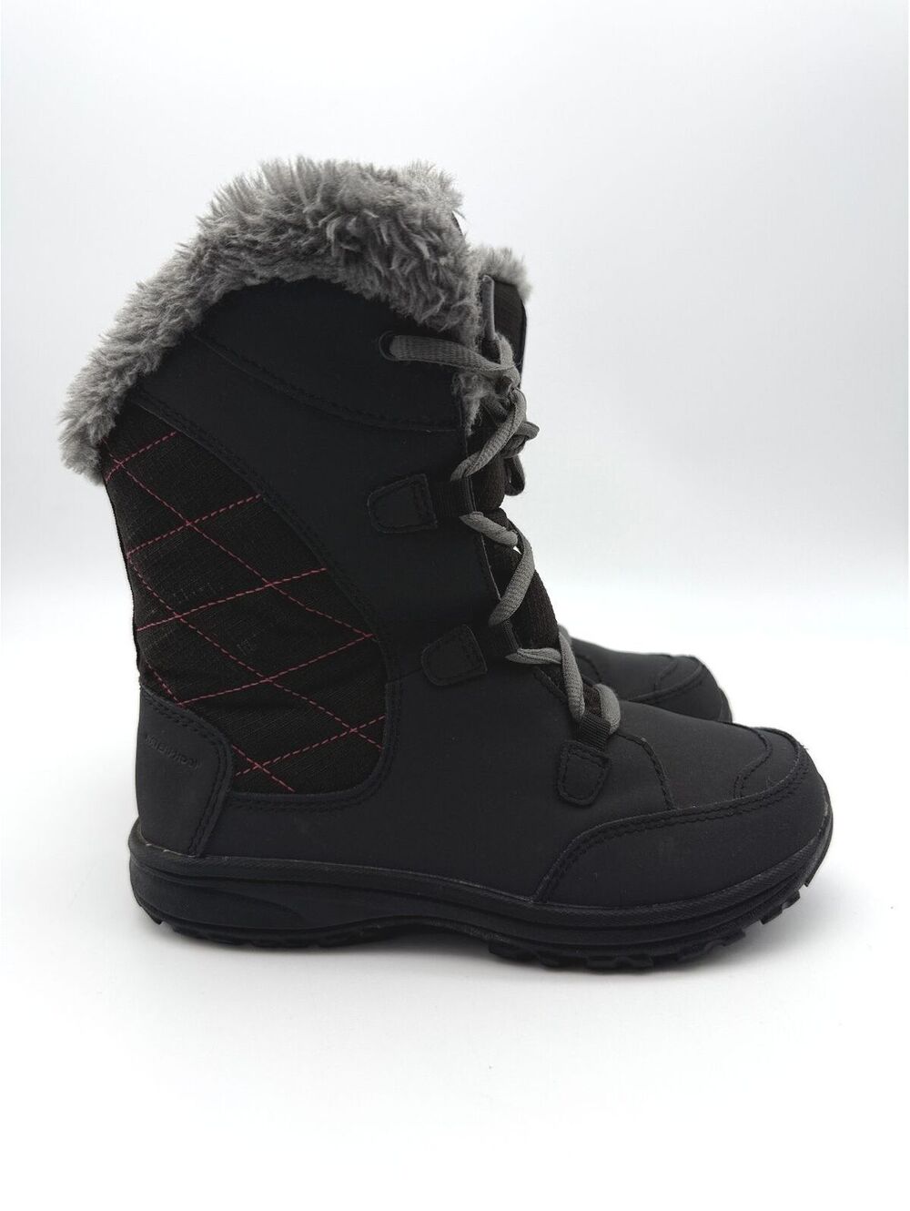 Columbia Youth Girls Ice Maiden Lace II Waterproof Snow Boots Black Pink Size 3Y